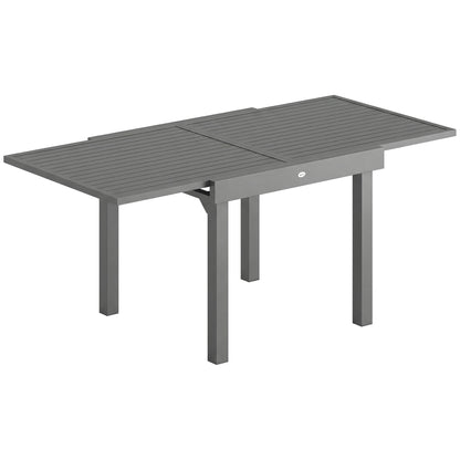 Extending Garden Table for 4-8 People, Aluminium Outdoor Dining Table with Slatted Top, Dark Grey