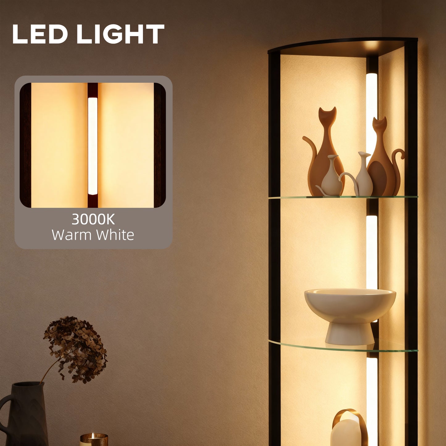 LED Floor Lamp with Shelves, Dimmable Standing Lamp with Foot Switch for Living Room, Bedroom, Black