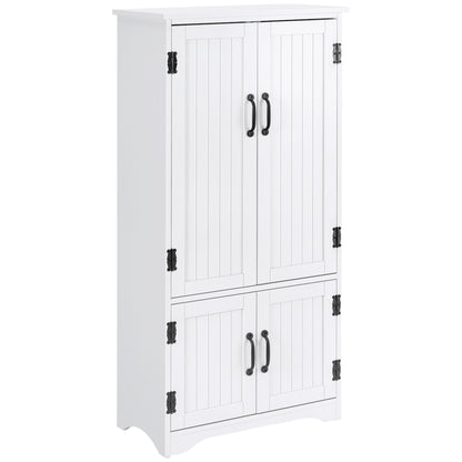 Accent Floor Storage Cabinet, Kitchen Cupboard Sideboard with Adjustable Shelves and 2 Lower Doors, White