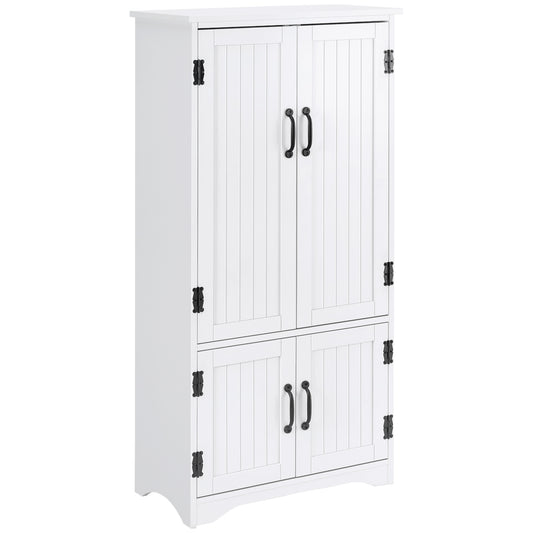 Accent Floor Storage Cabinet, Kitchen Cupboard Sideboard with Adjustable Shelves and 2 Lower Doors, White