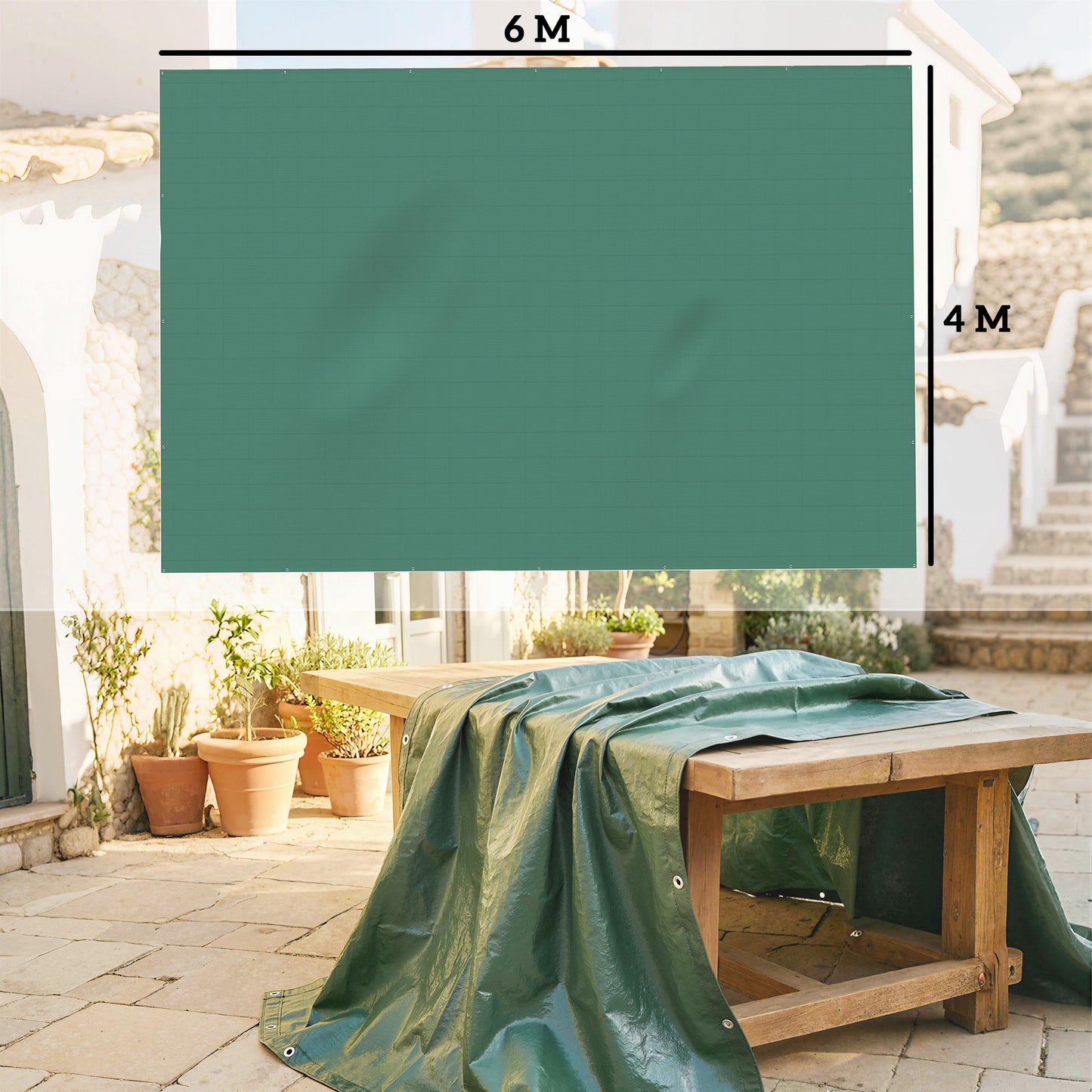 4 x 6m Waterproof Tarpaulin, 90GSM Tear-Resistant PE Tarp with Reinforced Grommets, UV Protected Cover