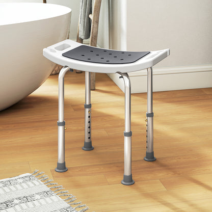 Shower Chair, Adjustable Height Shower Stool with Aluminium Frame and Non-Slip Feet