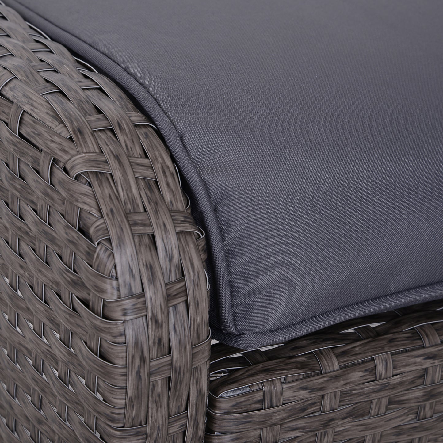 2-Seater Rattan Furniture Set, Steel Frame-Grey