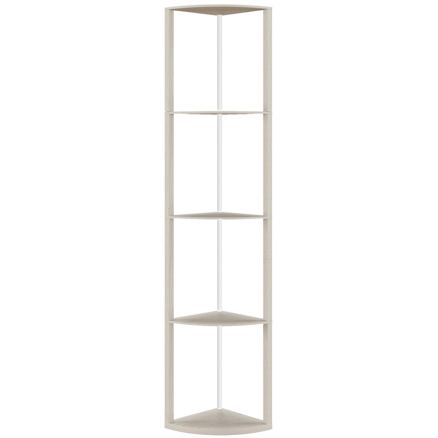 RGB LED Floor Lamp with Shelves, 4-Tier Dimmable Standing Lamp with Remote Control, Oak