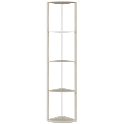RGB LED Floor Lamp with Shelves, 4-Tier Dimmable Standing Lamp with Remote Control, Oak