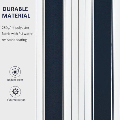 Manual Retractable Awning, 3x2.5 m-Blue/White Stripes