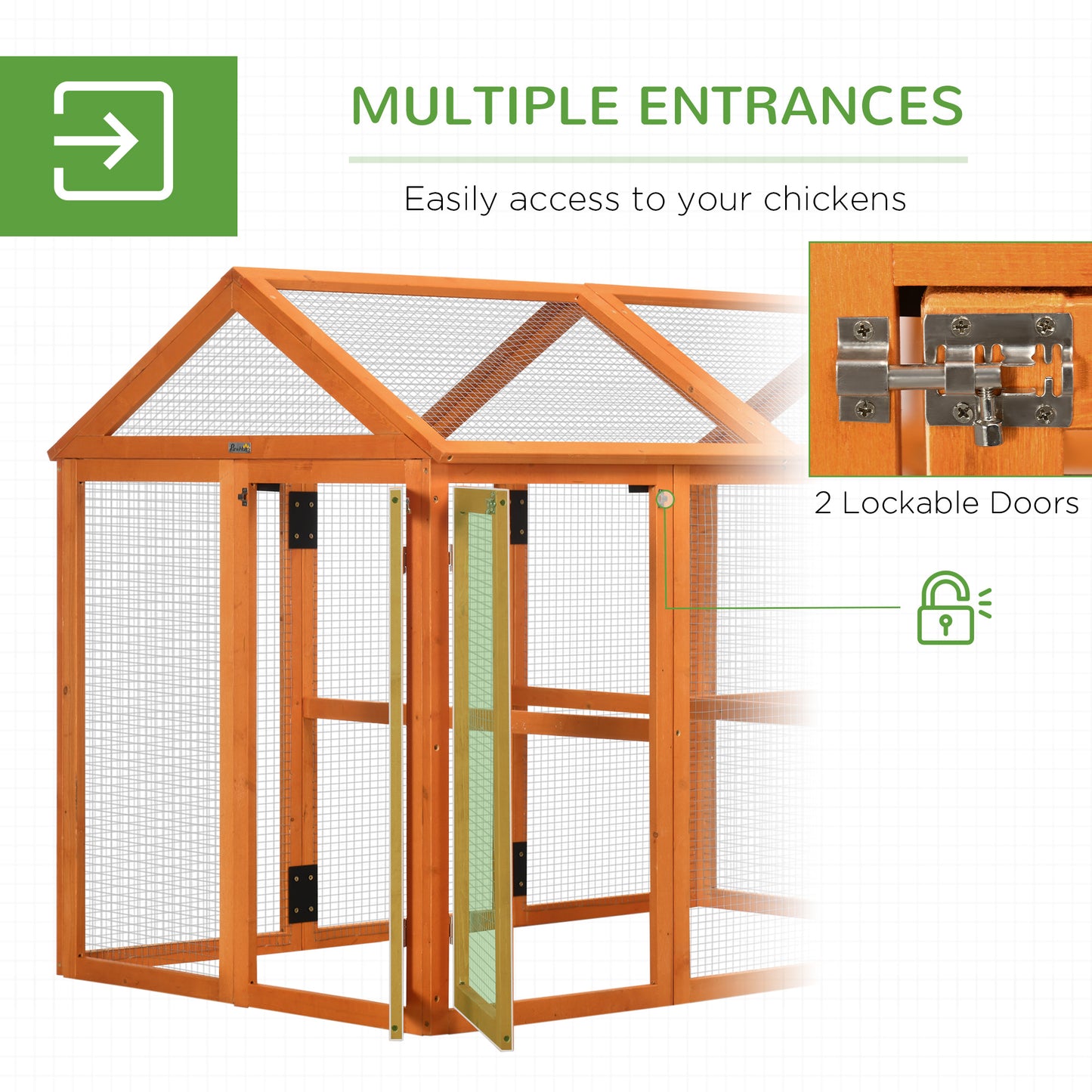 Large Chicken Run, Wooden Chicken House for 1-3 Chickens, Hen House Duck Pen Outdoor with Combinable Design, Orange