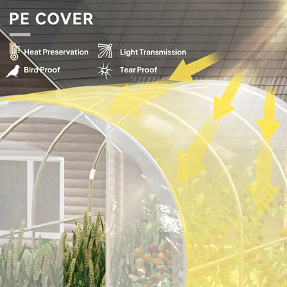Polytunnel Greenhouse Walk-in Grow House with PE Cover, Door and Galvanised Steel Frame, 3 x 2 x 2m, Clear