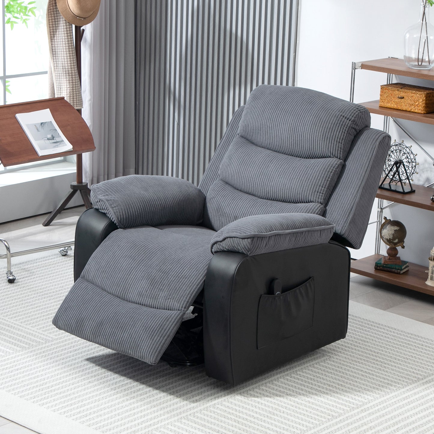 Overstuffed Corduroy Electric Lift Chair - Dark Grey