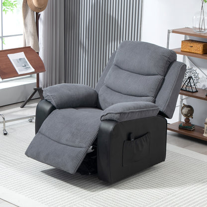 Overstuffed Corduroy Electric Lift Chair - Dark Grey