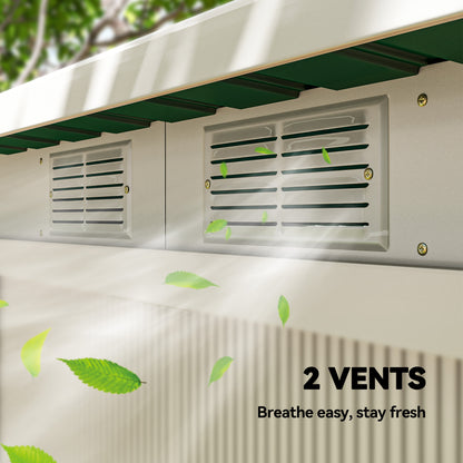 9ft x 4ft Metal Garden Shed, Outdoor Tool House with Foundation Kit, Ventilations and Double Doors, Deep Green