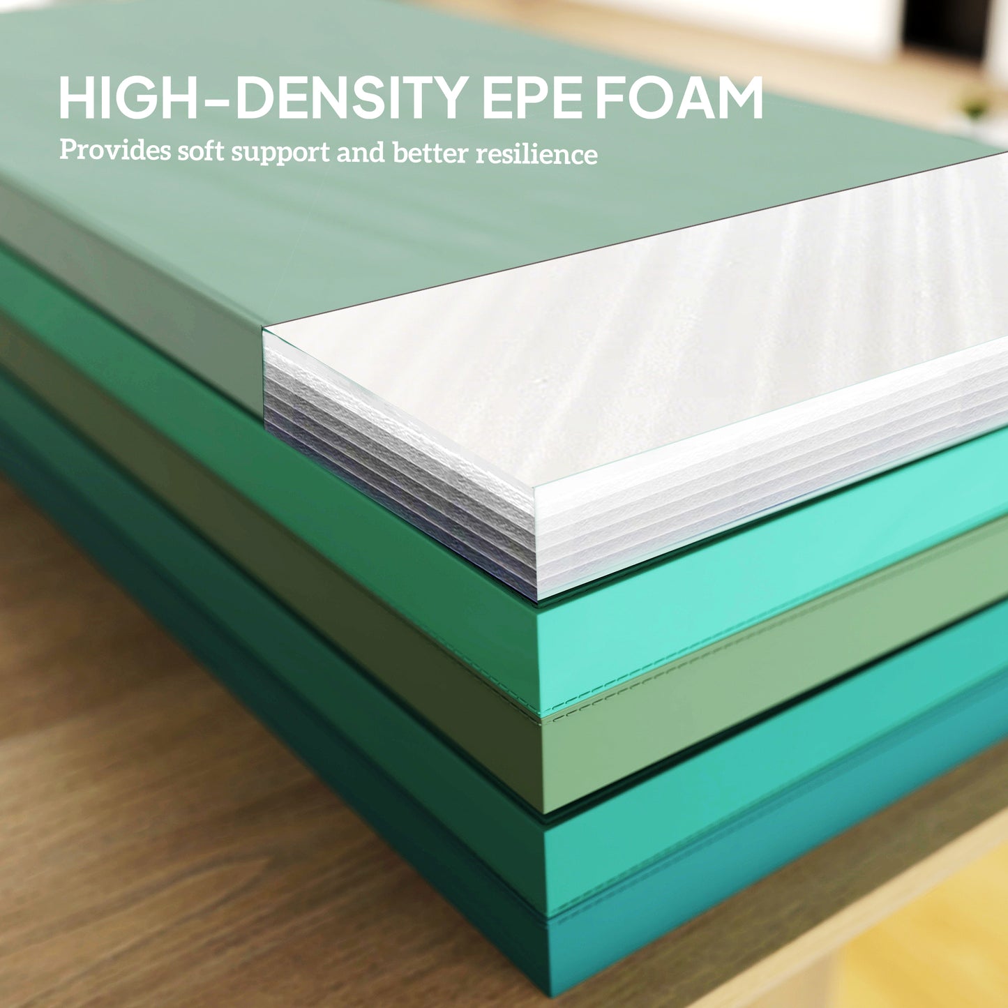6FT Foldable Gymnastics Mat, Crash Exercise Pad, 3.2 cm Thick Workout Mat with Handles for Home Training, Mixed Green