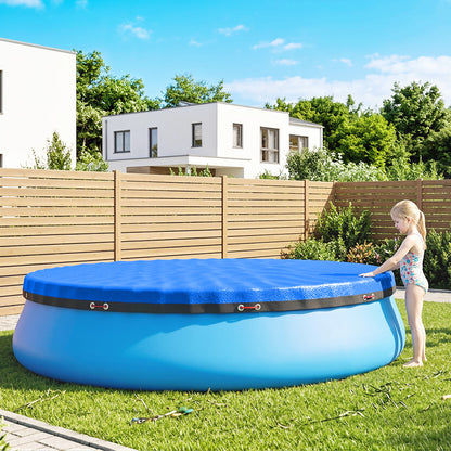 Round Pool Cover, 10 ft Waterproof Swimming Pool Cover with Secure Rope, Tightener for Above Ground Pools, Blue