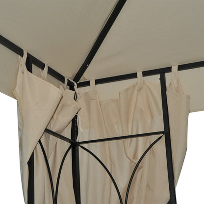 3 x 3 m Garden Gazebo Double Roof Marquee Patio Wedding Party Tent Canopy Shelter with Sidewalls, (Beige)