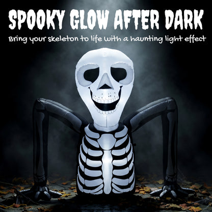 Inflatable Ground Crawling Skeleton, Scary Halloween Decoration with Built-in LED Lights for Indoor Outdoor Decor