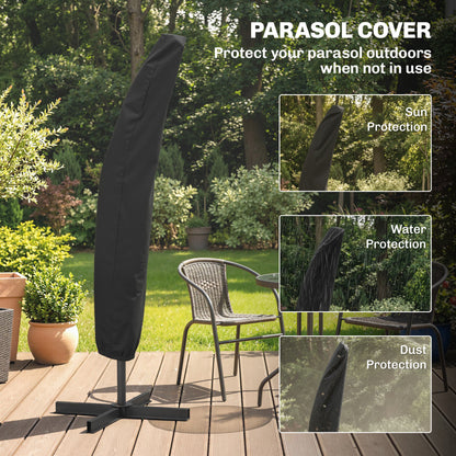 3m Overhanging Parasol, with Base, Weights and Cover - Black