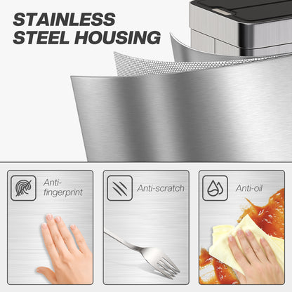 55L Sensor Bin, Large Automatic Touchless Rubbish Bin with Soft-Close Lid, Silver Tone