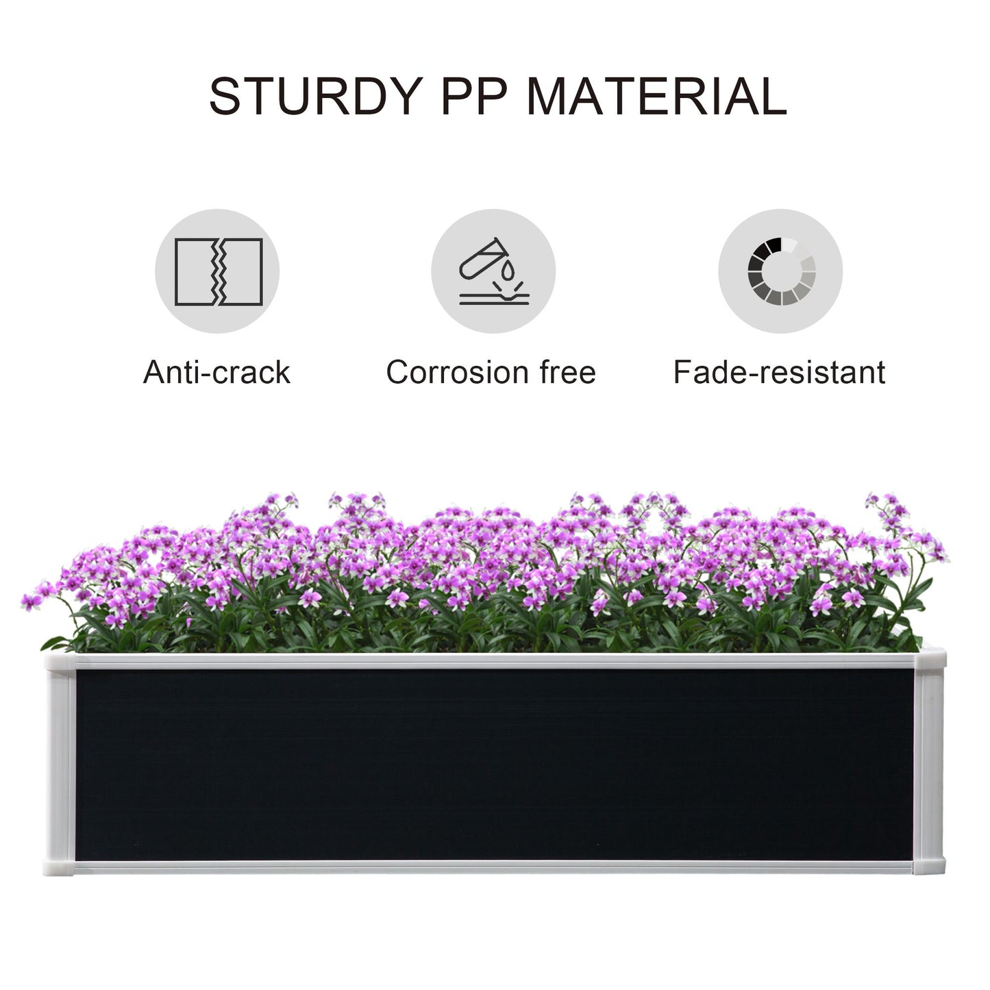302L Raised Garden Bed, Weather-resistant PP Planter Box Containers for Outdoor Patio Plant Flower Vegetable