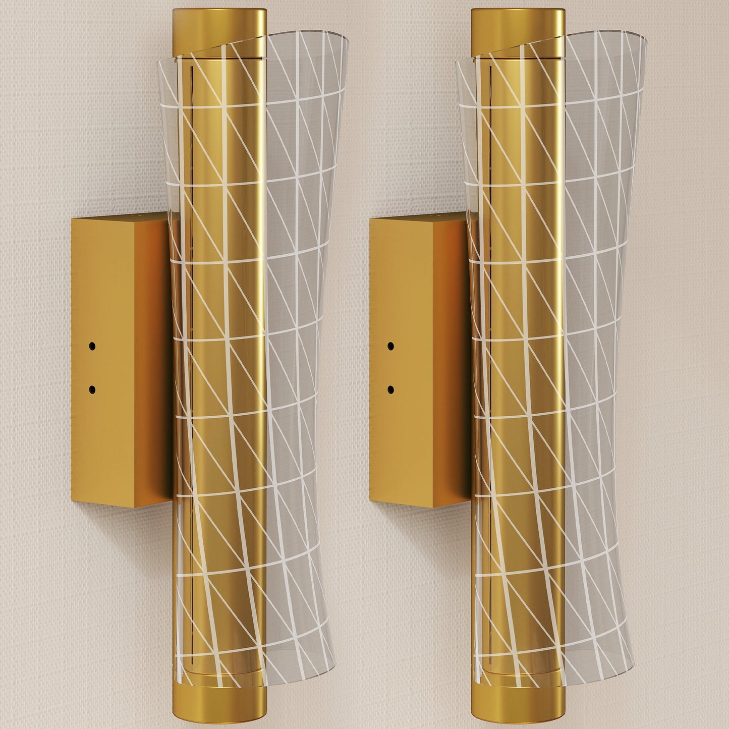 Led Wall Lamp 2 Pack, 9W Modern Indoor Geometric Mesh Wall Light
