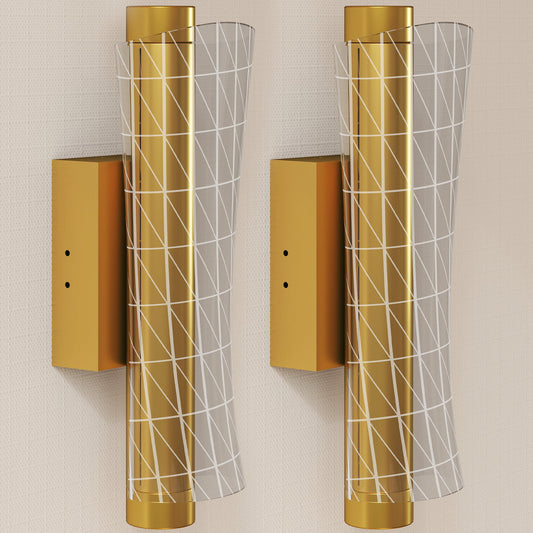 Led Wall Lamp 2 Pack, 9W Modern Indoor Geometric Mesh Wall Light