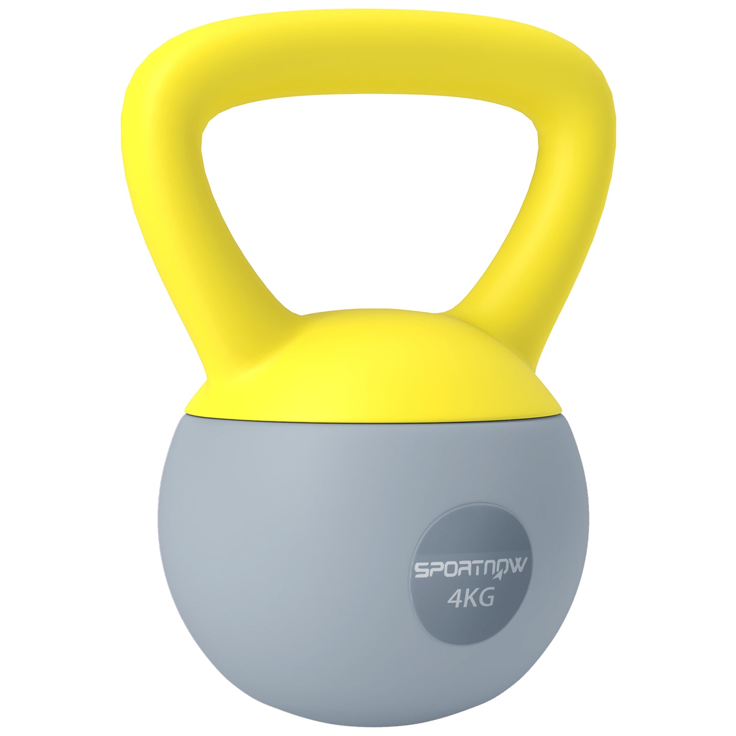 4KG Soft Kettlebell, Kettle Bell with Non-Slip Handle for Home Gym, Weight Lifting, Strength Training, Yellow/Grey