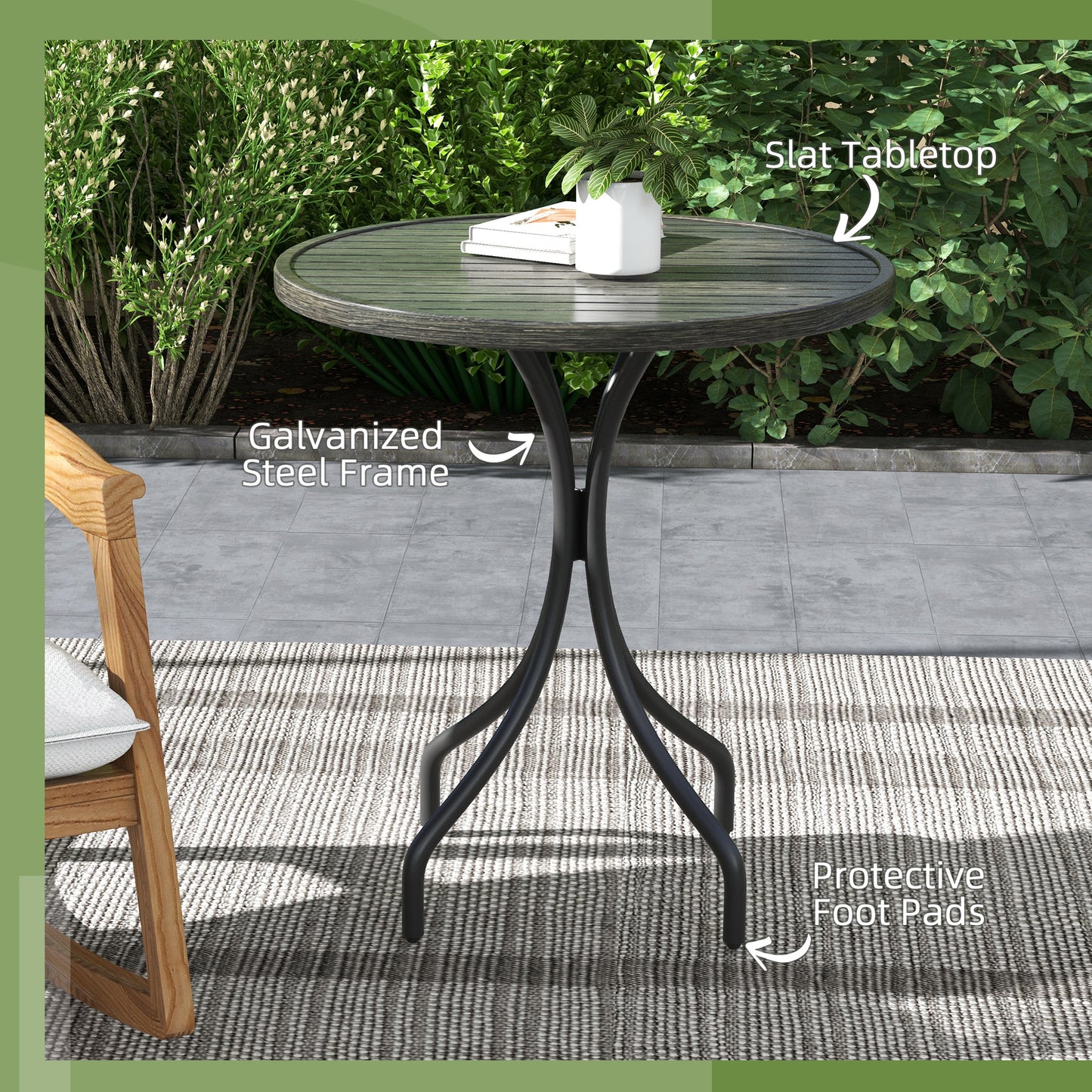 Φ66cm Galvanised Steel Garden Table - Grey