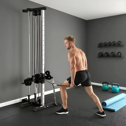 Wall Mount Cable Machine, 15 Positions Adjustable Cable Crossover Machine Dual Pulley System for Home Gym