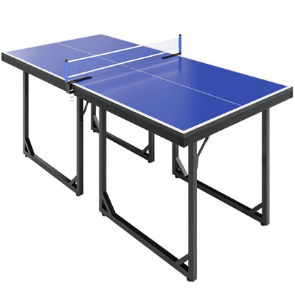 6ft Table Tennis Table, Ping Pong Table with Net, Foldable and Portable Ping Pong Set for Indoor Use, Easy Assemble, Midsize