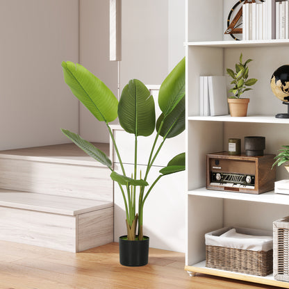 109cm Artificial Bird of Paradise Plant, Faux Banana Leaf Tree with PEVA Leaves and Flocking