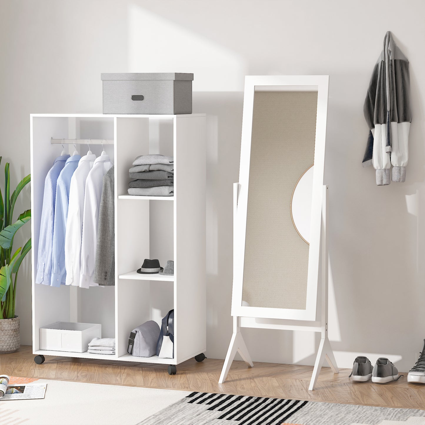 Full Length Mirror, Freestanding Adjustable Angle Dressing Mirror for Bedroom, Living Room, 148 x 47 cm, White