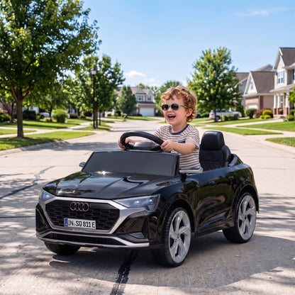 Audi Q8 etron Sportback Licensed Ride on Car with Remote Control, Four-Wheel Suspension, Soft Start for Ages 3-4, Black