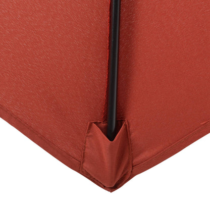 2m Garden Parasol Umbrella, Outdoor Sun Shade with 6 Sturdy Ribs for Balcony, Bench, Garden, Wine Red