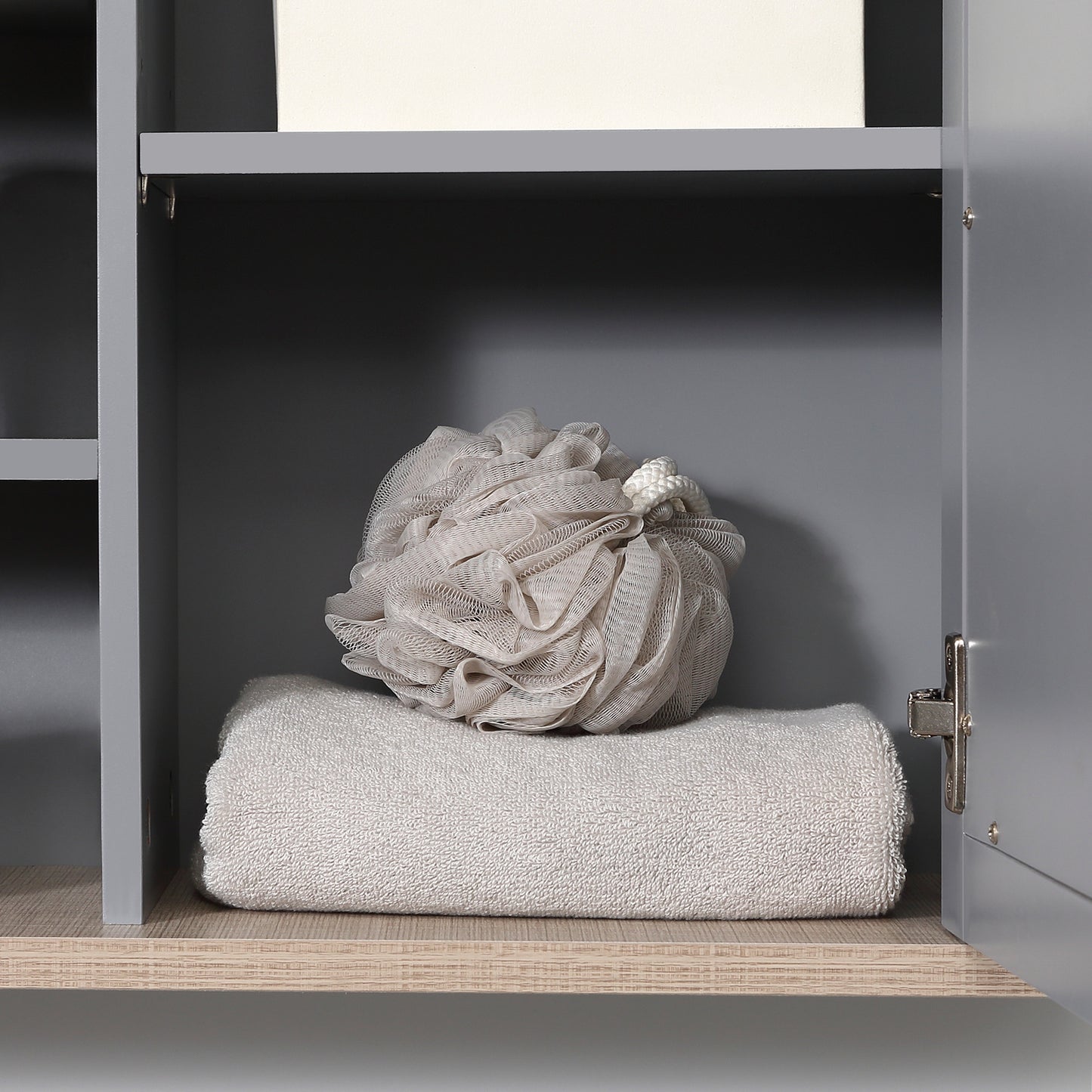 Bathroom Wall Mirror Cabinet, Cupboard with Door, Storage Cabinet with Adjustable Shelf for Corridors Living Rooms, Grey