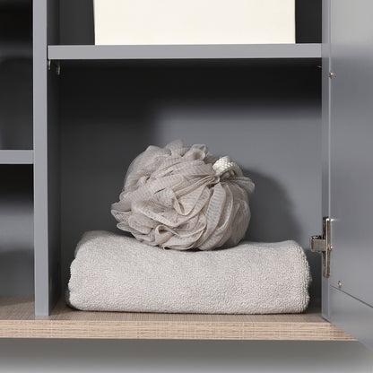 Bathroom Wall Mirror Cabinet, Cupboard with Door, Storage Cabinet with Adjustable Shelf for Corridors Living Rooms, Grey
