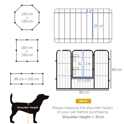 Steel 8 Panel Dog pen Pet Puppy PlayPen Grey