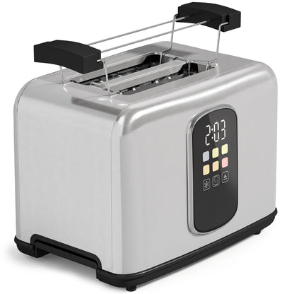 2 Slice Smart Toaster with Touch Screen & LED Countdown, Toaster with Warming Rack, 6 Browning Levels, Memory Function