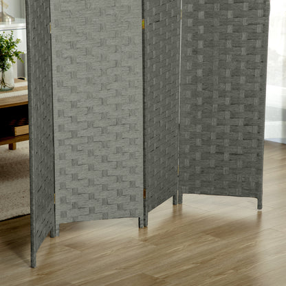 Wave Fibre Freestanding Folding Privacy Screen Panels, Room Divider, Grey