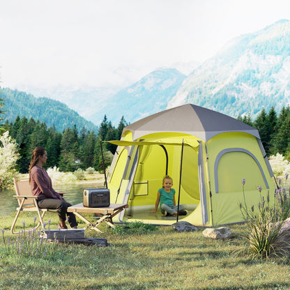Instant Pop Up Camping Tent, 2/3/4 Person Easy Setup Dome Family Tent with Vestibule, Rainfly, 4 Mesh Windows & 2 Doors
