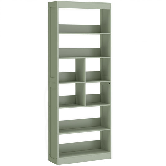 Bookcase, 6-Tier Bookshelf with Open Storage Shelves, Cubes, 180 cm Tall Display Shelf with Anti-Tipping Design, Green