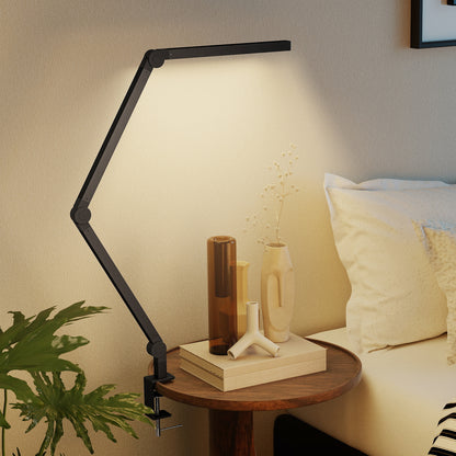 LED Desk Lamp, Dimmable Desk Light with Swing Arm and Clamp