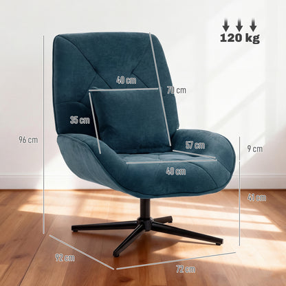Accent Chair, Chenille Upholstered Swivel Armchair with Lumbar Pillow, High Back, Deep Seat and Metal Legs, Dark Green