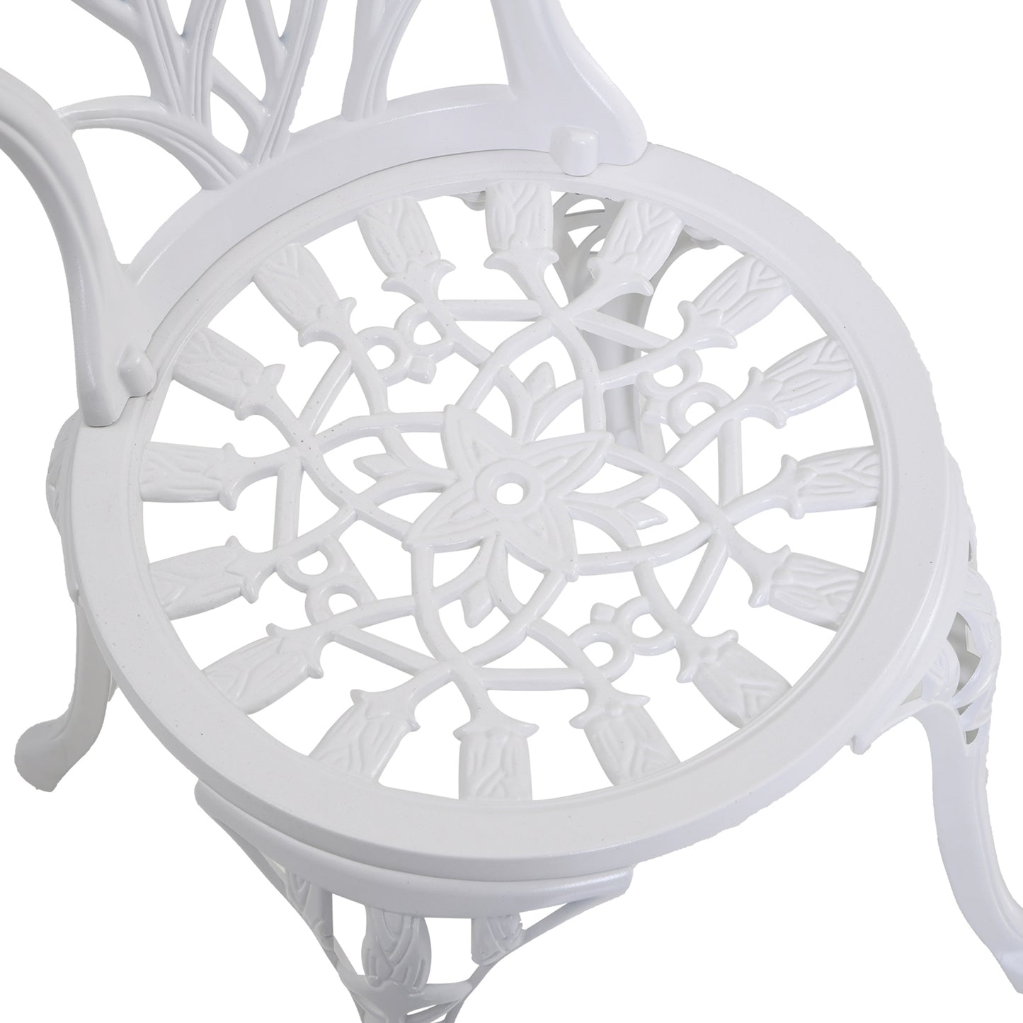 3 Piece Patio Bistro Set for 2, Outdoor Aluminium Garden Table and Chairs with Umbrella Hole for Balcony, White