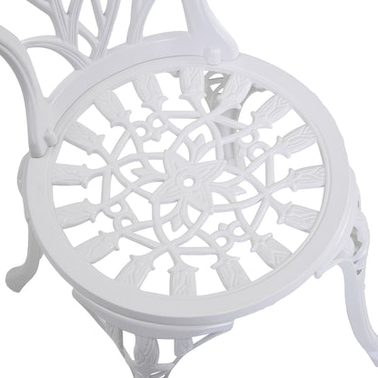 3 Piece Patio Bistro Set for 2, Outdoor Aluminium Garden Table and Chairs with Umbrella Hole for Balcony, White