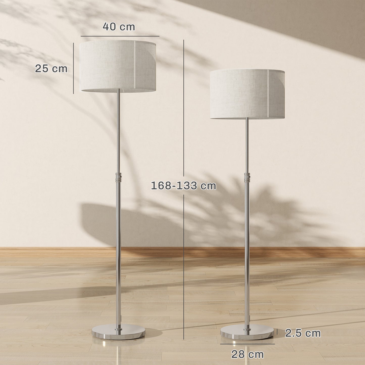 Floor Lamp with Remote, Height Adjustable Standing Lamp with Linen Shade
