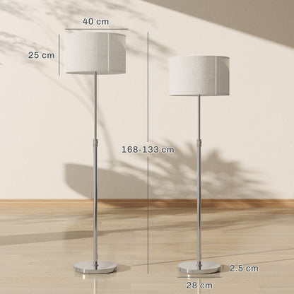 Floor Lamp with Remote, Height Adjustable Standing Lamp with Linen Shade