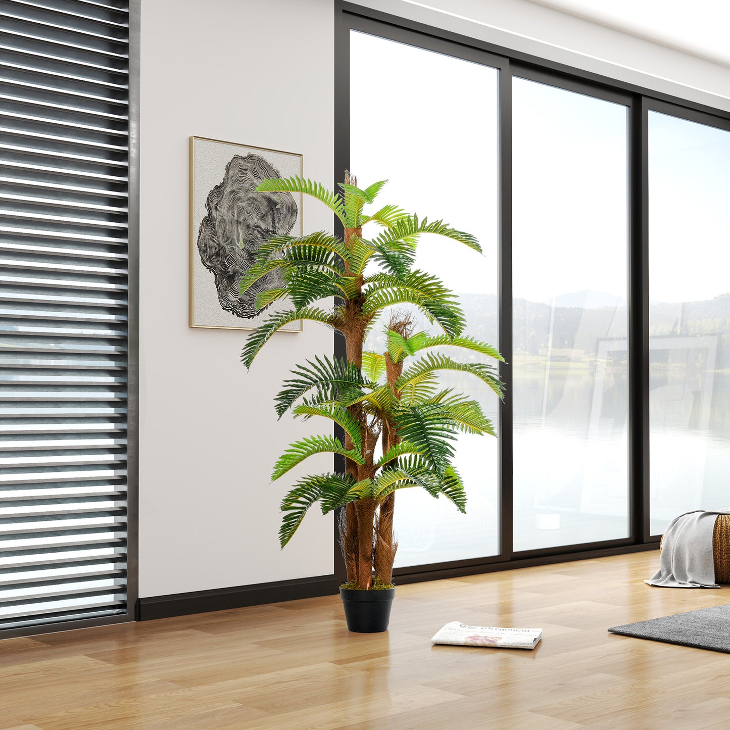 Artificial Plant Tropical Fern in Pot, Fake Plants for Home Indoor Decor, 150cm, Green