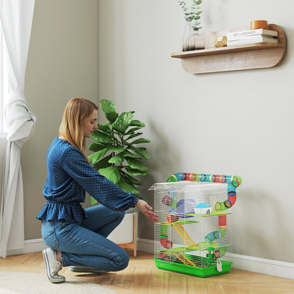Hamster Cage, 5 Tier Carrier Habitat with Exercise Wheels Tunnel Tube Water Bottle Dishes House Ladder