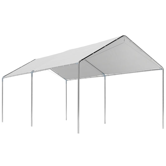 3 x 6m Heavy Duty Carport Garage Car Shelter Galvanized Steel Water UV Resistant Waterproof, White