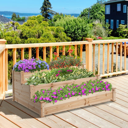 470L Raised Garden Bed, 3-Tier Planter Kit, Elevated Wooden Planters for Garden, Yard & Patio, Wooden Nature
