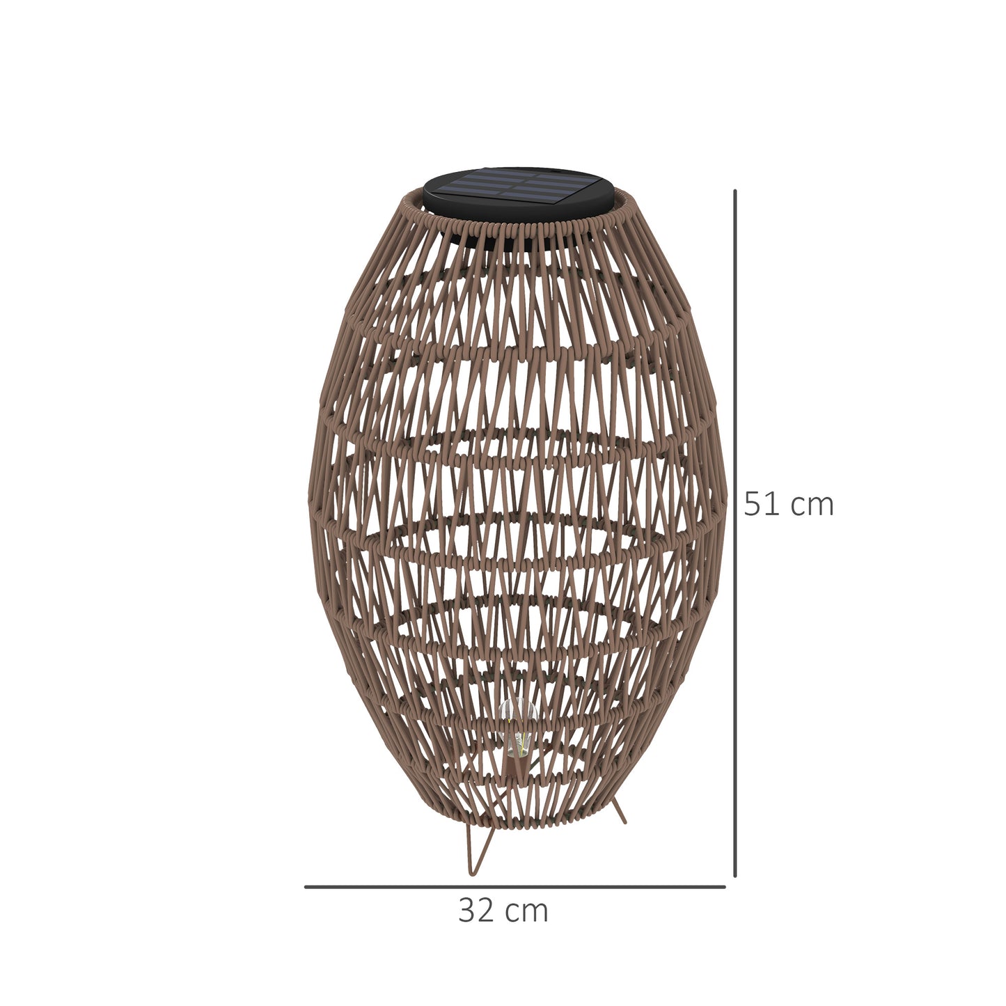 Rattan Solar Lamp, Garden Solar Lantern with Auto On/Off Light, IP44 Waterproof, Decorative Outdoor Rattan Lamp for Porch